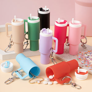 14pcs Mini Tumbler Cup Keychain Chapstick Holder, Water Bottle Keychai
