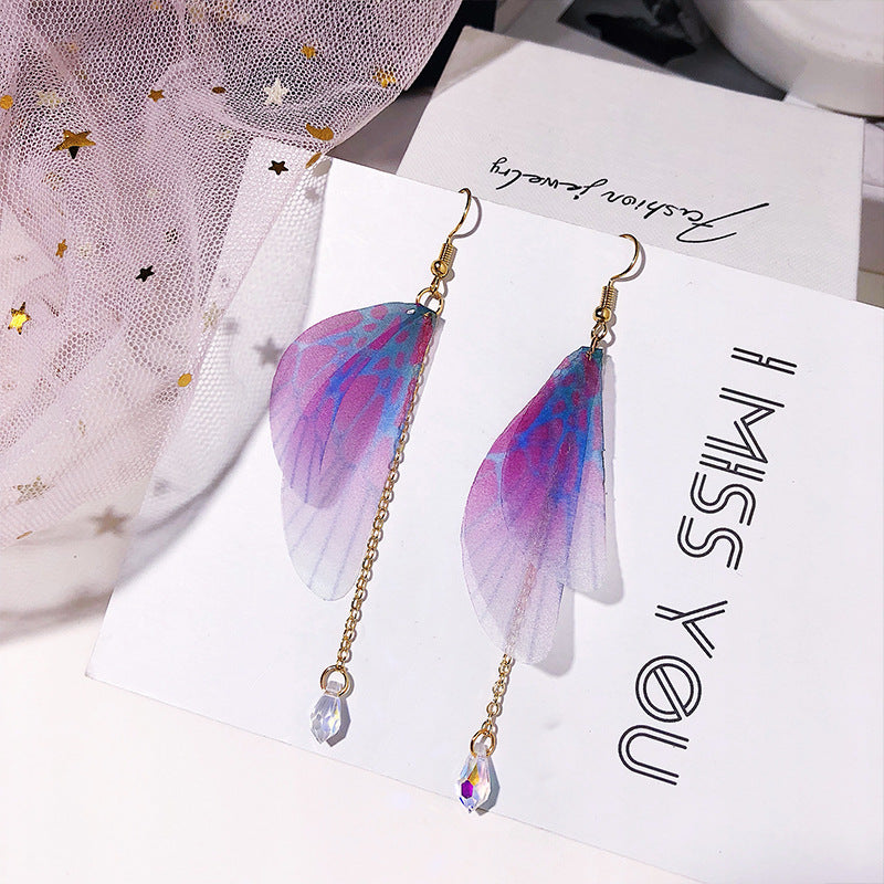 Wholesale Vintage Tulle Butterfly Wings Alloy Ear Hooks Earrings ACC-ES-Lvgong004