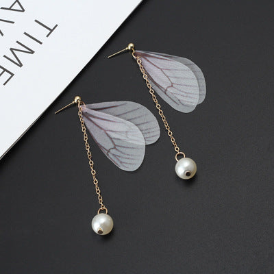 Wholesale Vintage Tulle Butterfly Wings Alloy Ear Hooks Earrings ACC-ES-Lvgong004