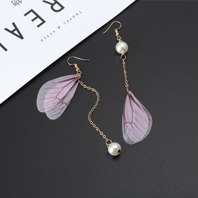 Wholesale Vintage Tulle Butterfly Wings Alloy Ear Hooks Earrings ACC-ES-Lvgong004