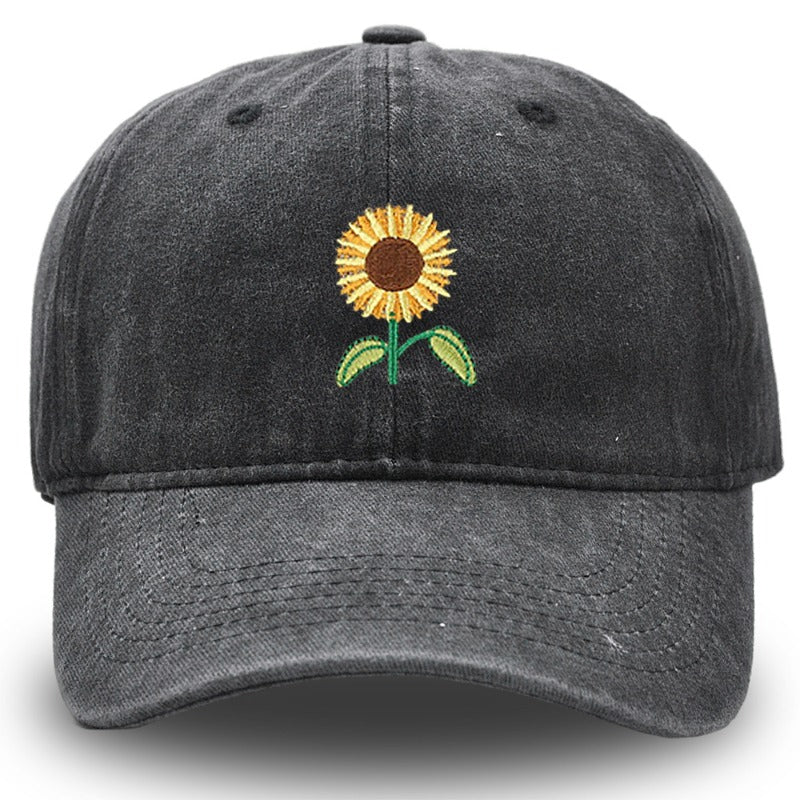Wholesale Vintage Washed Botanical Sunflower Baseball Cap ACC-HT-HaiPu031