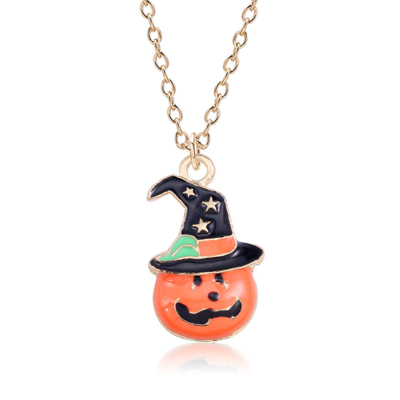 Wholesale Halloween Oil Drop Magic Pumpkin Hat Cat Head Necklaces Choker Necklaces ACC-NE-Tiangao005