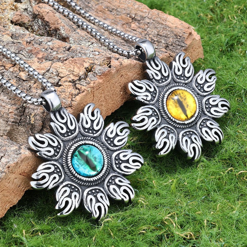 Wholesale Sun Yellow Eyes Blue Eyes No Fading Stainless Steel Necklace ACC-NE-Moer002
