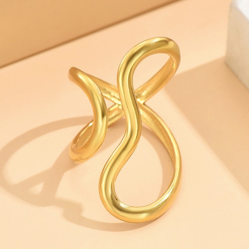 Wholesale Irregular Lines Stainless Steel Open Ring ACC-RS-MiYi004