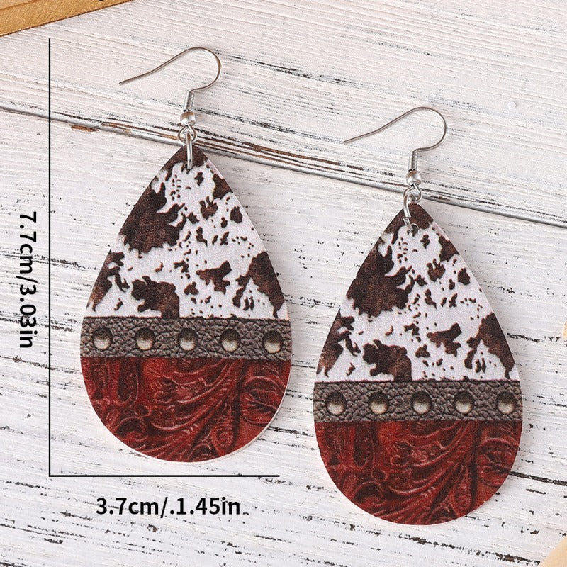 Wholesale Western Ethnic Style Gradient Color Leopard Print Water Drop Earrings ACC-ES-ChuLian128