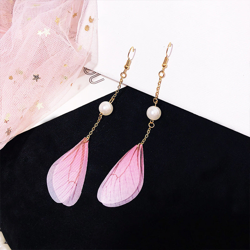 Wholesale Vintage Tulle Butterfly Wings Alloy Ear Hooks Earrings ACC-ES-Lvgong004
