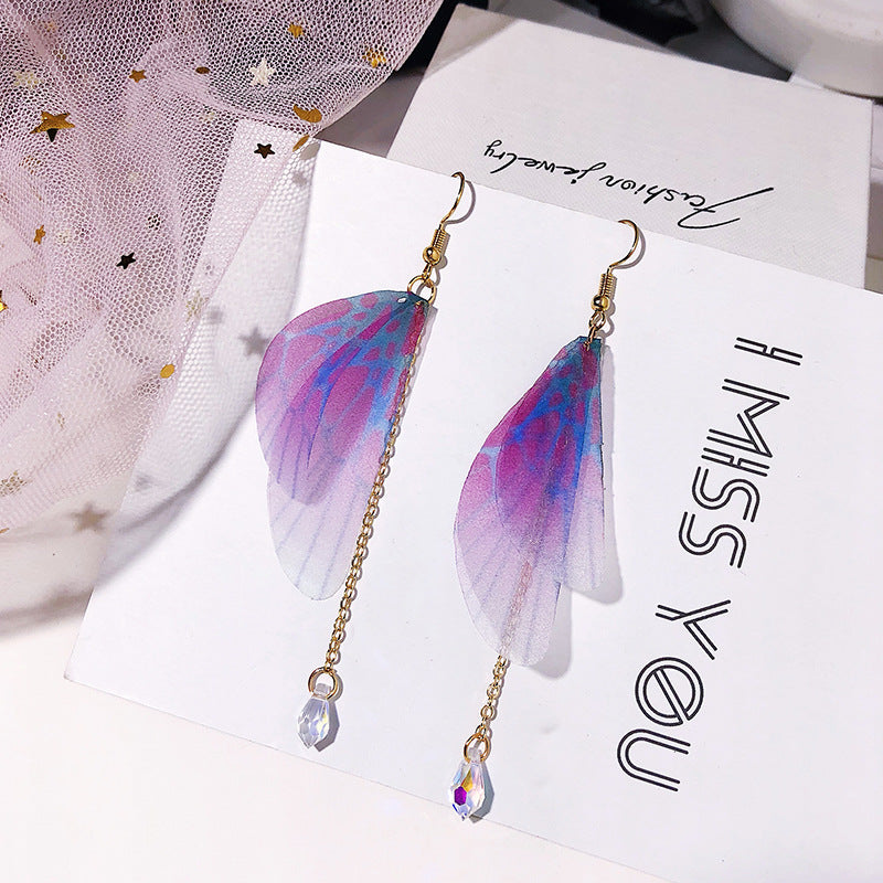 Wholesale Vintage Tulle Butterfly Wings Alloy Ear Hooks Earrings ACC-ES-Lvgong004