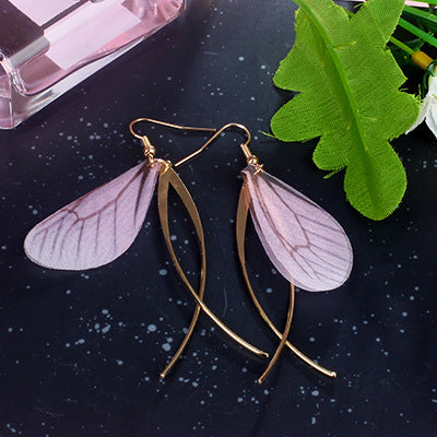 Wholesale Vintage Tulle Butterfly Wings Alloy Ear Hooks Earrings ACC-ES-Lvgong004