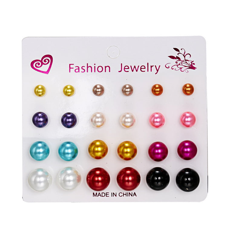 Wholesale pearl jewelry round mixed color resin earrings