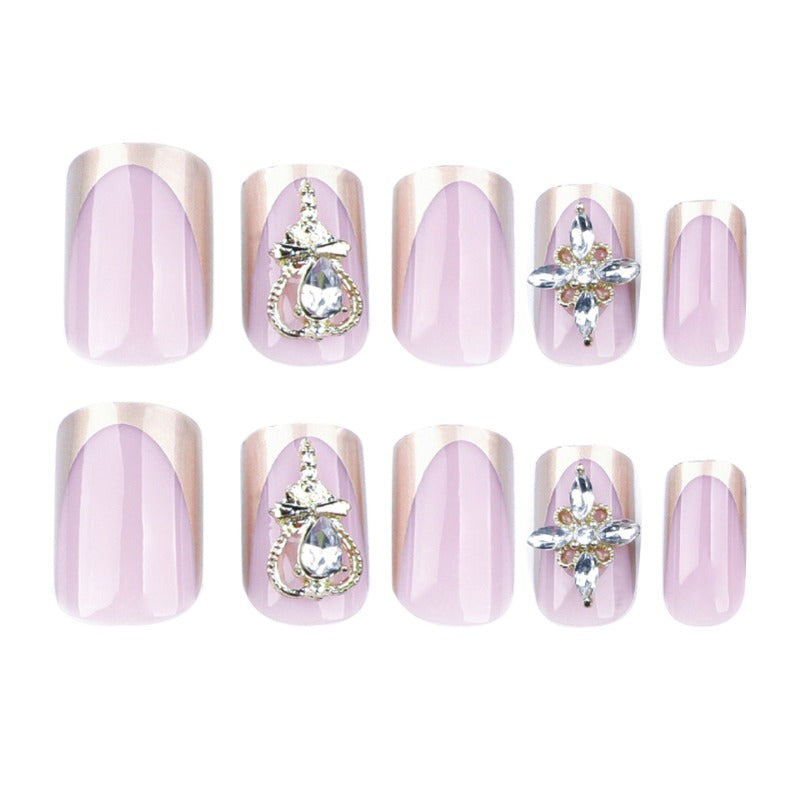 Wholesale 24 Pieces/box Gold Heart Diamond Nails Kits Nail Stickers ACC-NS-LeFan260