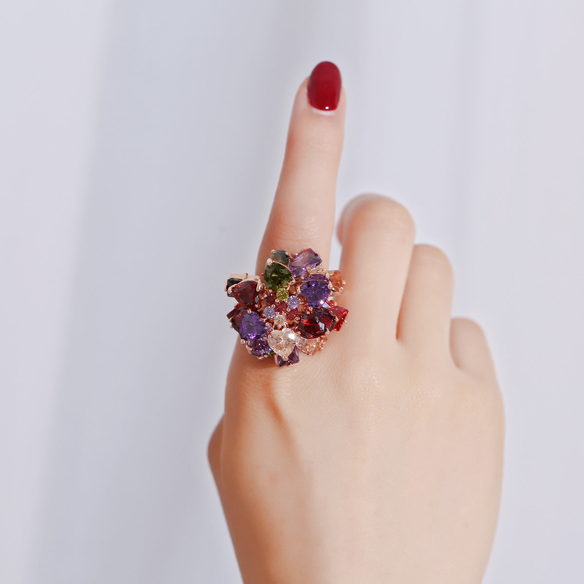 Wholesale  Butterfly Fashion Zircon Ring Colorful Zircon Ring