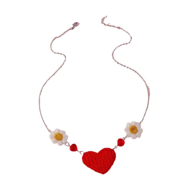 Wholesale Valentine's Day Knitted Flower Heart Necklace ACC-NE-YueSen018