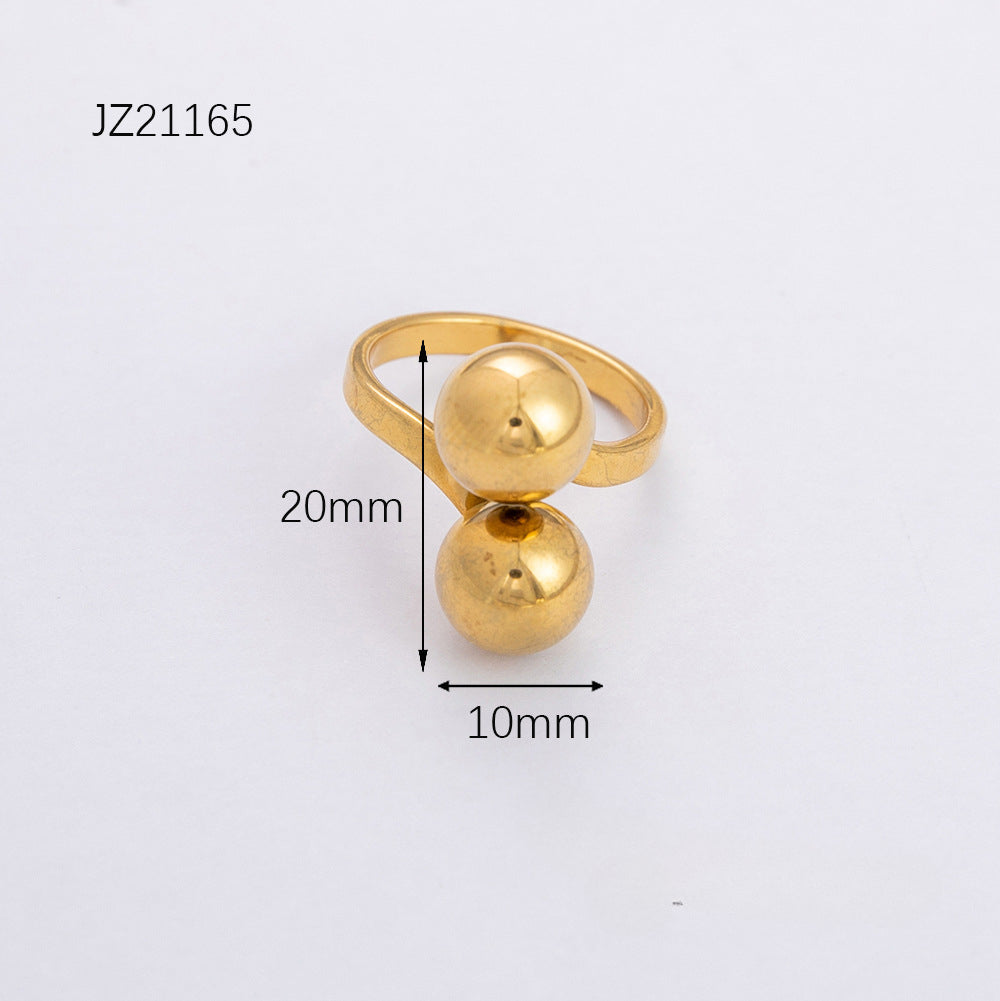 Wholesale Retro Light Luxury Ball Ring Stainless Steel Plated 18K Gold Rings ACC-RS-YuHui002