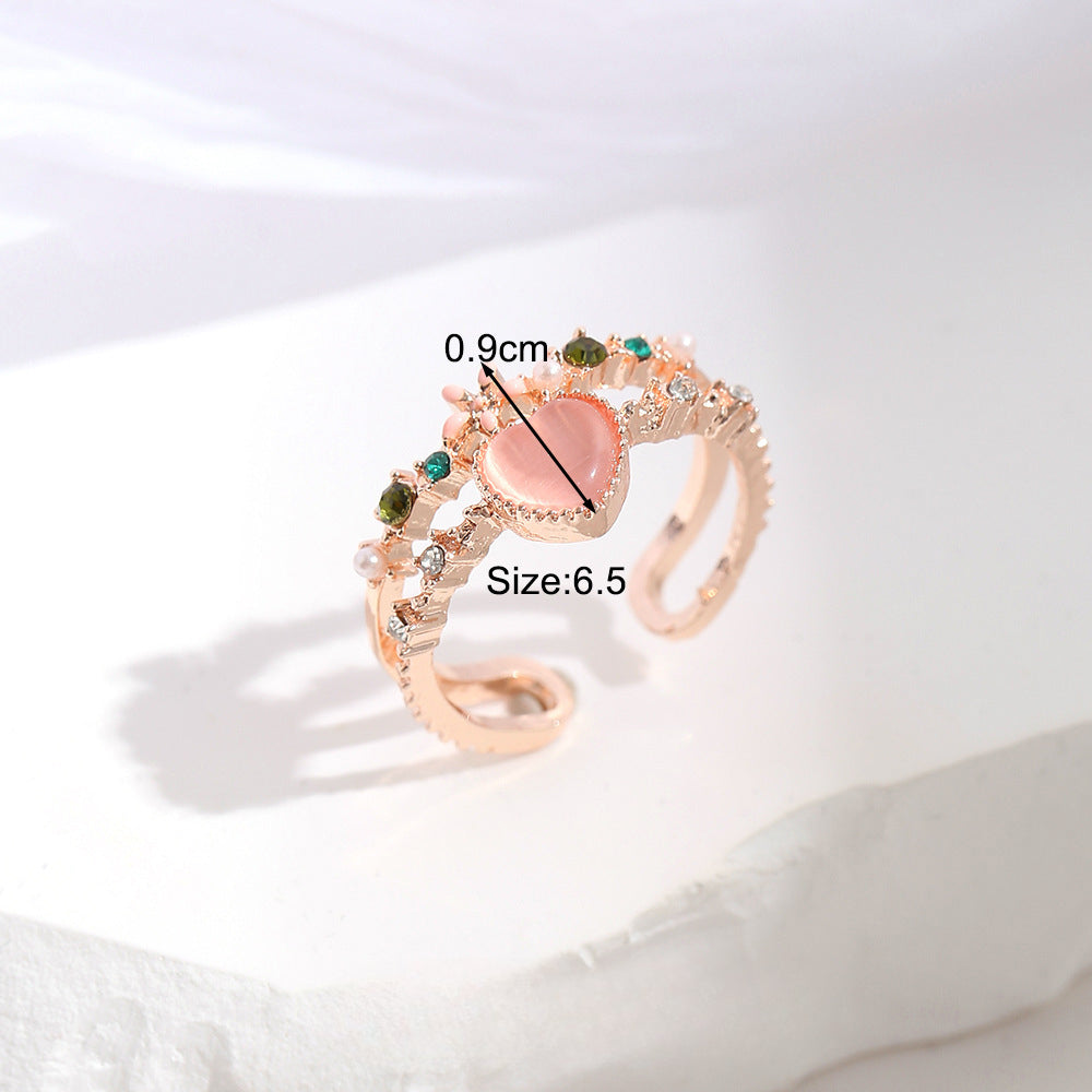 Wholesale Index Finger Ring Adjustable Ring Love Pink Diamond Ring ACC-RS-HZS001