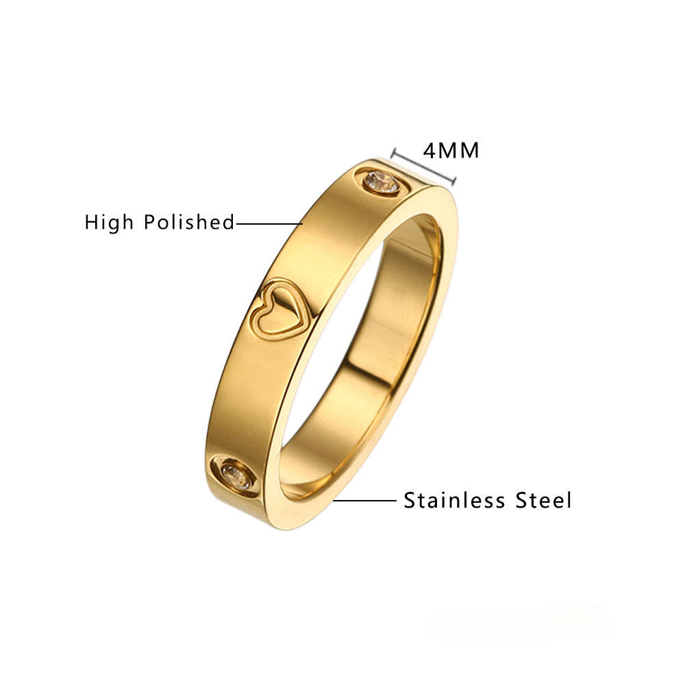 Wholesale Diamond Heart Titanium Steel Rings ACC-RS-DaLang001