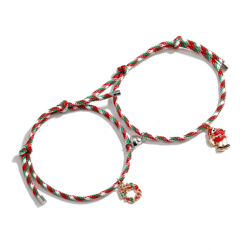 Wholesale Christmas Santa Claus Love Heart Magnet Adjustable Bracelet ACC-BT-DingZhou002