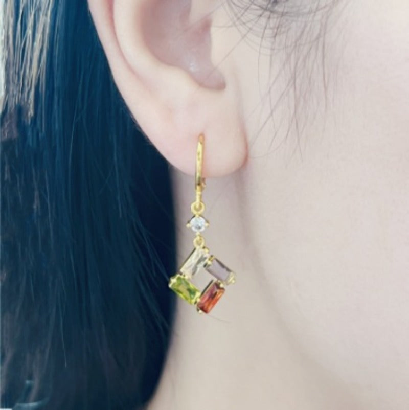 Wholesale Copper Inlaid Colored Zircon Square Earrings ACC-ES-ZhiLing001
