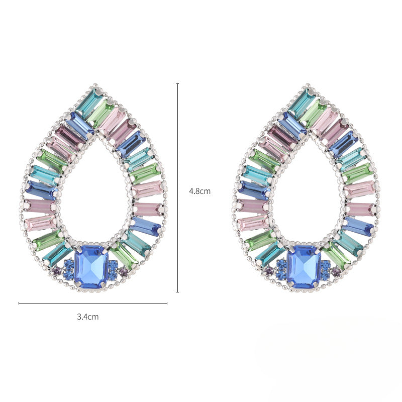 Wholesale Copper Colorful High End Glass Diamond Earrings ACC-ES-KJ020