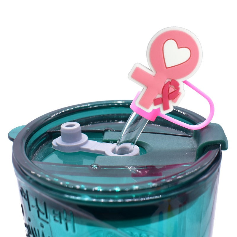 Wholesale Random 100pcs Pink Theme 10mm PVC Soft Straw Tube Cap ACC-SCR-RYY125