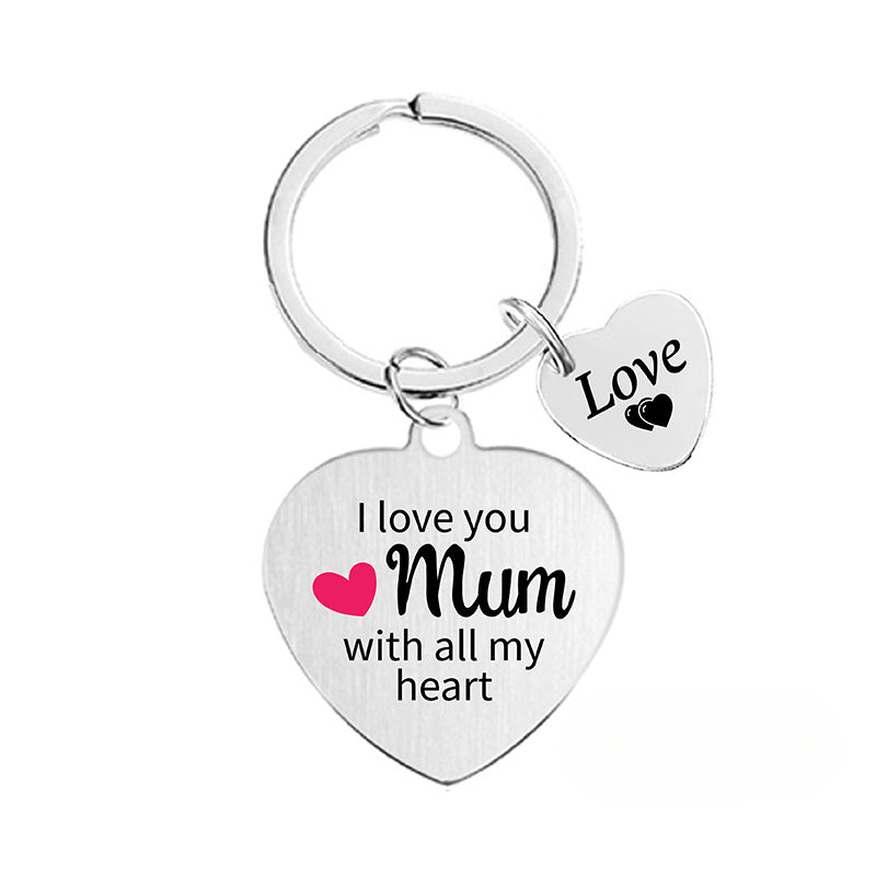 Wholesale Heart Color Print Family Affection Inspirational Holiday Gift Metal Keychain Creative Keychain ACC-KC-Ganggu020