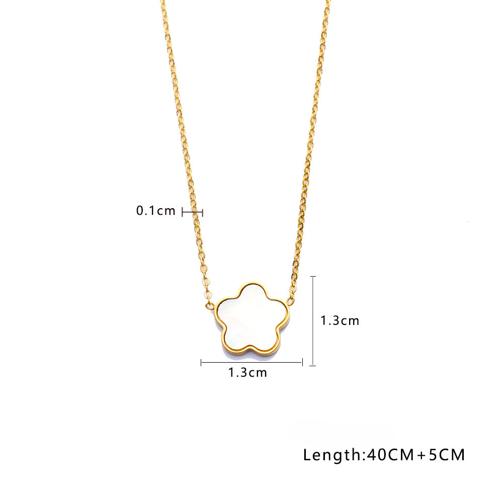 Wholesale Double-sided Five-leaf Flower Gold-plated Titanium Steel Necklace Choker Necklaces ACC-NE-DaLang001