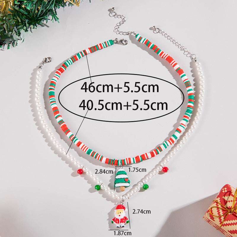 Wholesale Colored Glass Beads Beaded Santa Claus Two-Piece Necklace ACC-NE-YongGe015