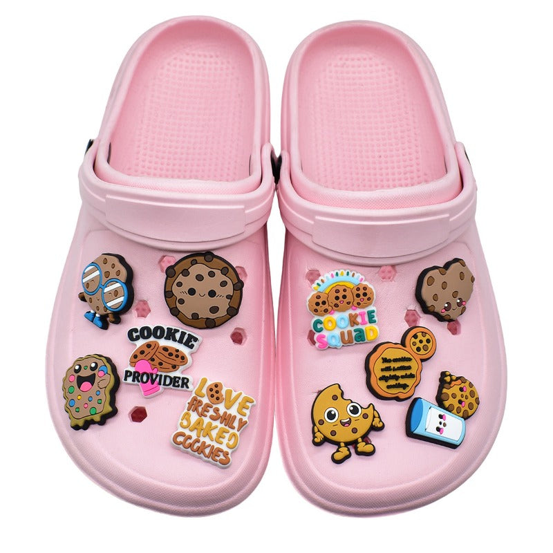 Wholesale Random 100pcs Cookies Series PVC Soft Rubber Shoe Buckle Decoration  ACC-SC-RYY083