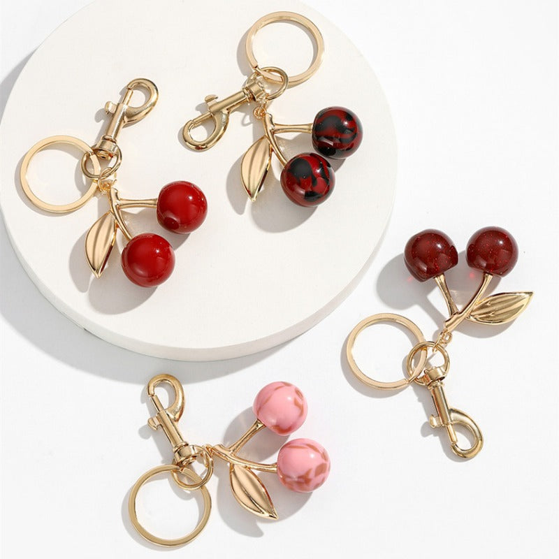 Wholesale Vintage Leopard Print Red Cherry Keychain ACC-KC-RongRui026