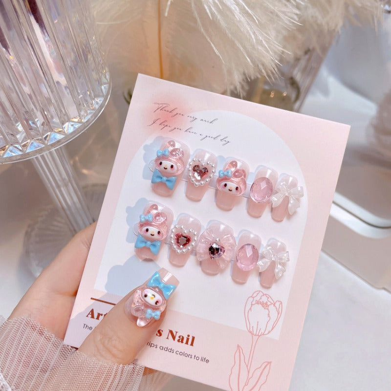 Wholesale 24 Pieces/box Cute Pink Girl Nails Kits Nail Stickers  ACC-NS-DiNa012