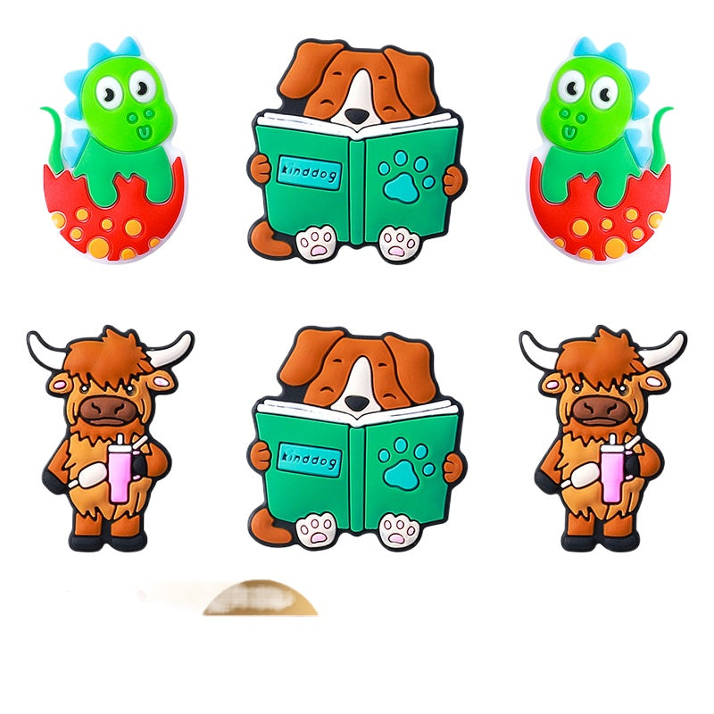 Wholesale 20pcs Cartoon Cow Puppy Dinosaur Silicone Beads Focal Beads DIY Beading Accessories ACC-BDS-RongFa005