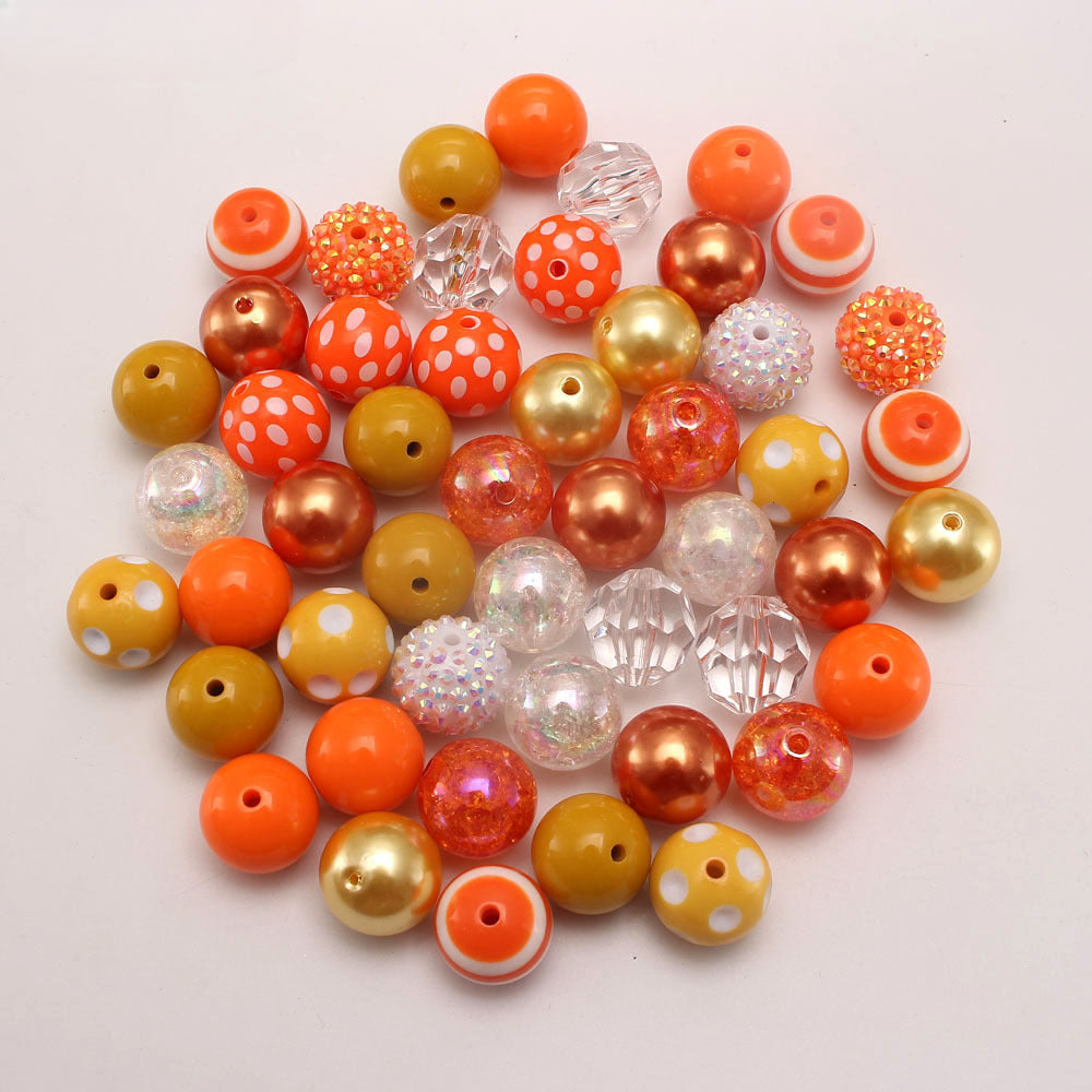 Wholesale 50pcs Mixed Color 20MM Orange Acrylic Bubblegum Beads ACC-BDS-NiJia038