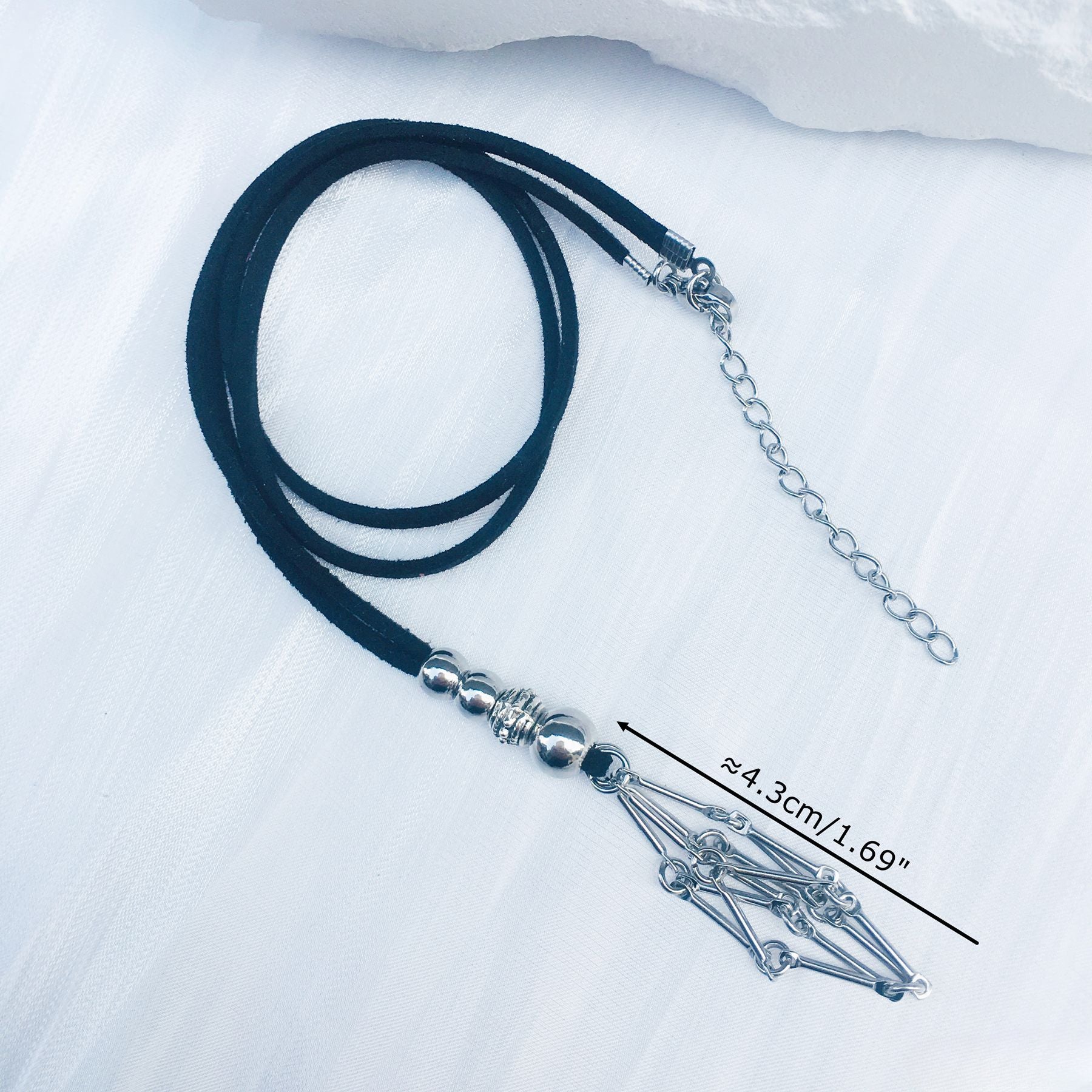 Wholesale Crystal Natural Stone Bamboo Adjustable Metal Mesh Necklace ACC-NE-RongGuan001