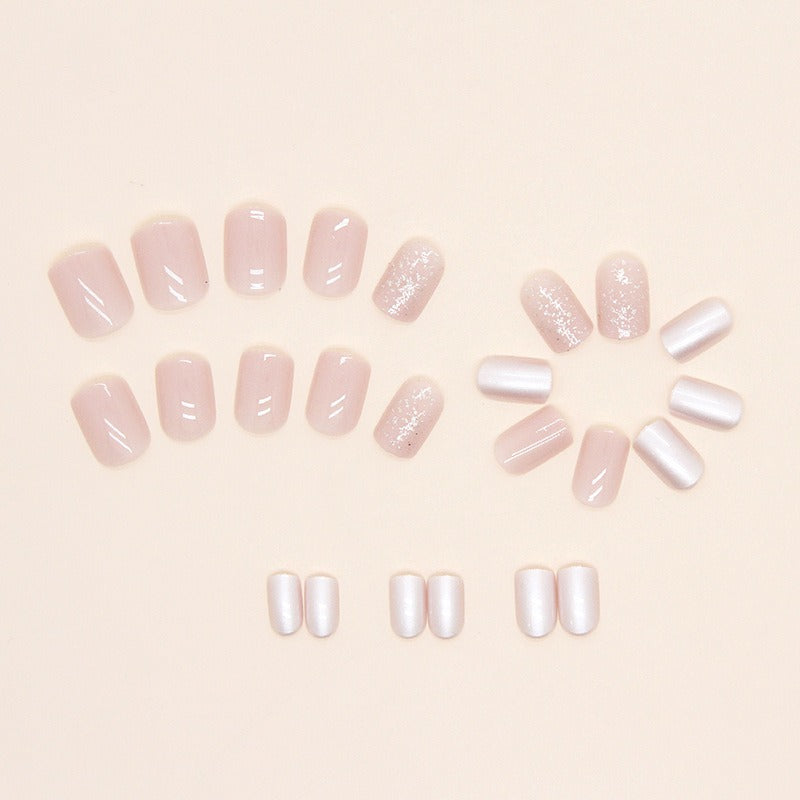 Wholesale 24pcs/box Pink Tender Girl Glitter Pearl Nail Stickers ACC-NS-QiHeng005