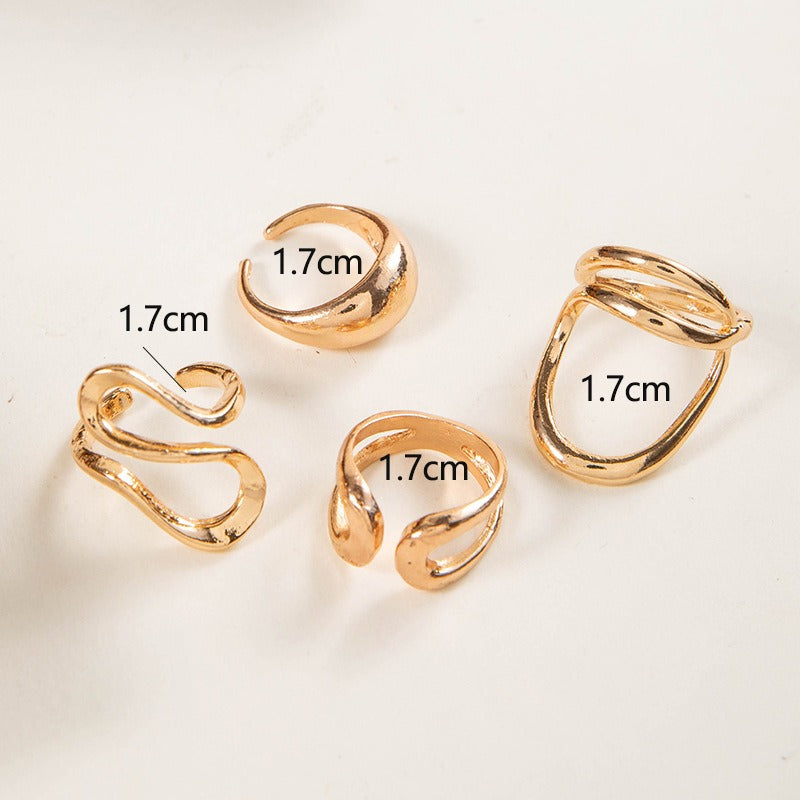 Wholesale 4pcs Irregular Hollow Arc Ring Design ACC-RS-YongGe013