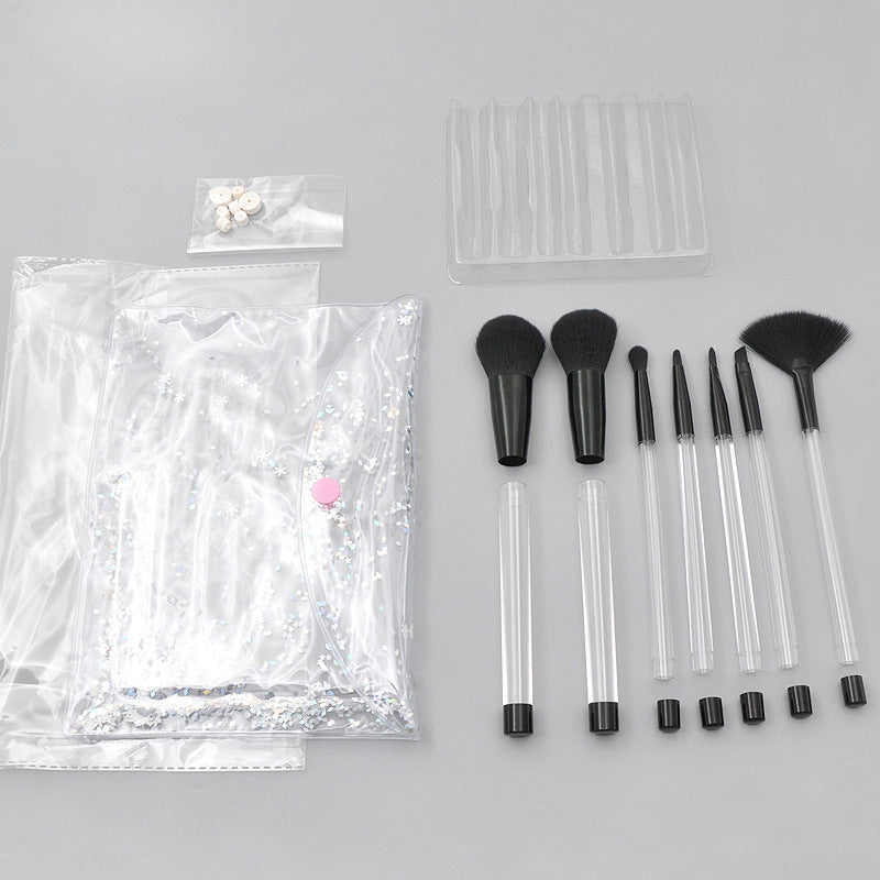Wholesale 7 Pieces/set of Transparent Crystal Empty Tube Makeup Brush Set DIY Makeup Brushes ACC-MB-LXY003