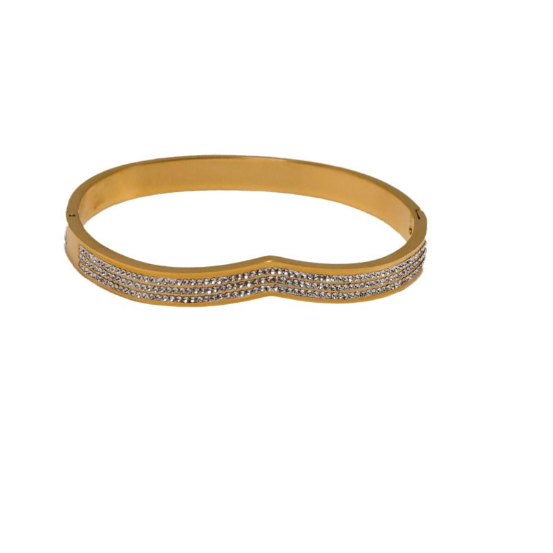 Wholesale Starry Sky V-shaped Diamond Titanium Steel Bracelet ACC-BT-Liyan005