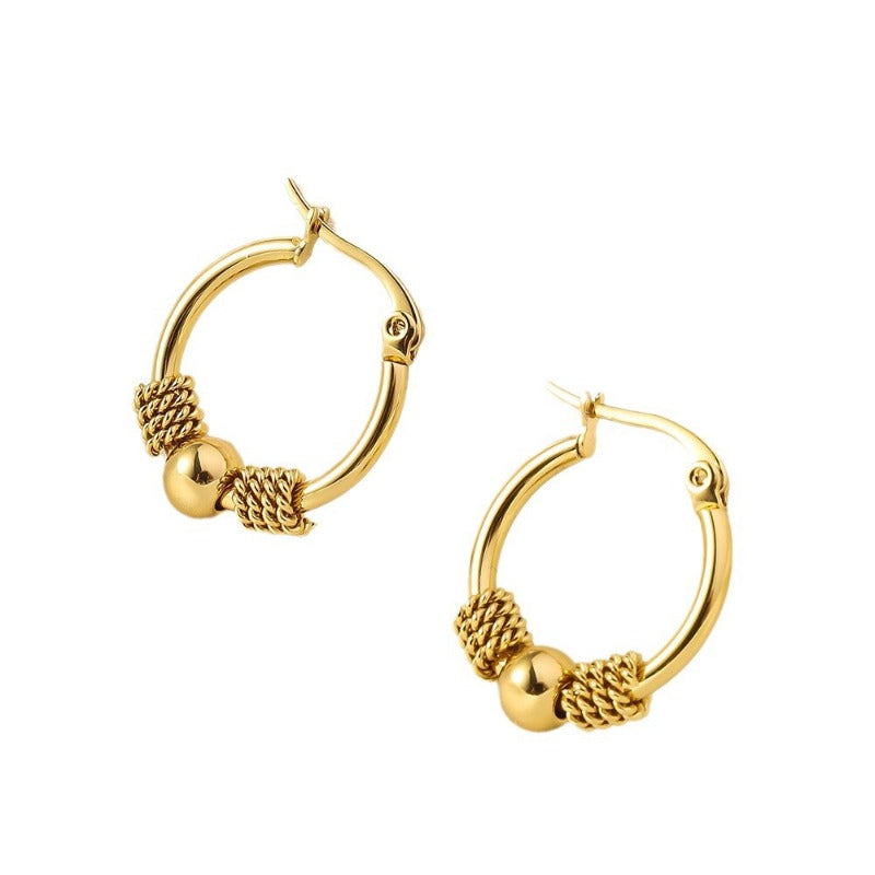 Wholesale Round Lucky Beads Stainless Steel Earrings ACC-ES-RuiX004