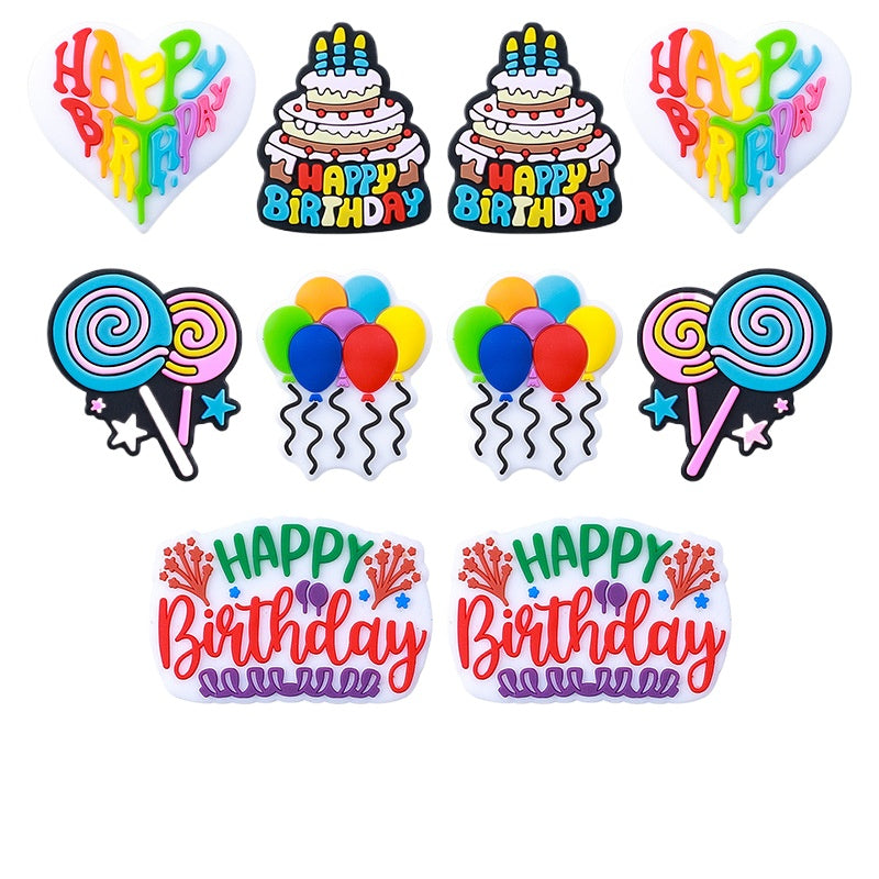 Wholesale 20pcs Happy Birthday Silicone Beads Focal Beads DIY Accessories ACC-BDS-RongFa018