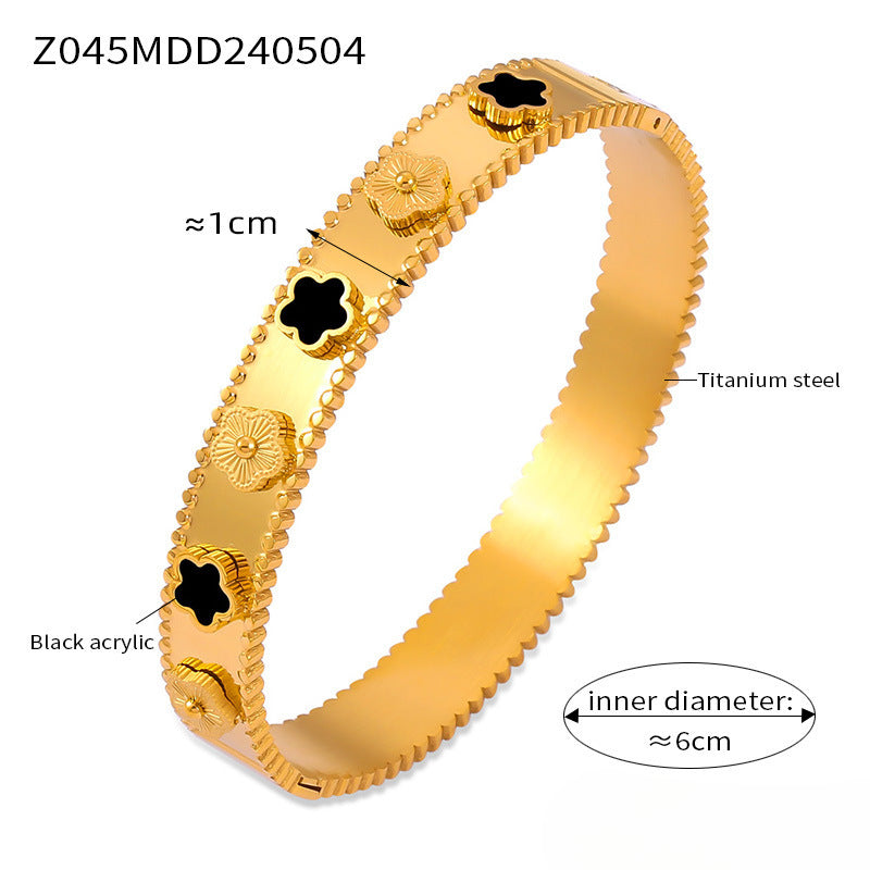 Wholesale Flower Titanium Steel 18k Gold Plated Bracelet ACC-BT-OMK001