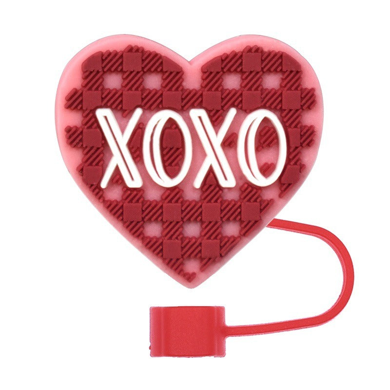 Wholesale Random 100pcs Valentine's Day Love Series 10mm PVC Soft Straw Tube Cap ACC-SCR-RYY131