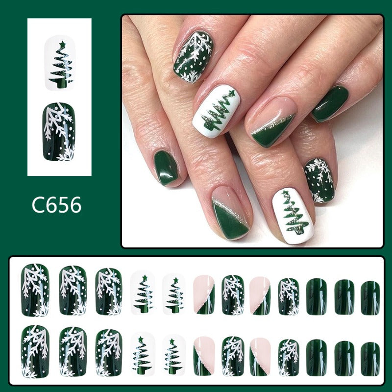 Wholesale 24 Pieces/box Christmas Tree Snowflake Nails Kits Nail Stickers ACC-NS-GuaiXL120