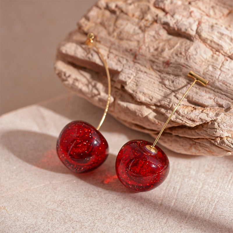 Wholesale Resin Dyed Cherry Earrings ACC-ES-JingQiao006