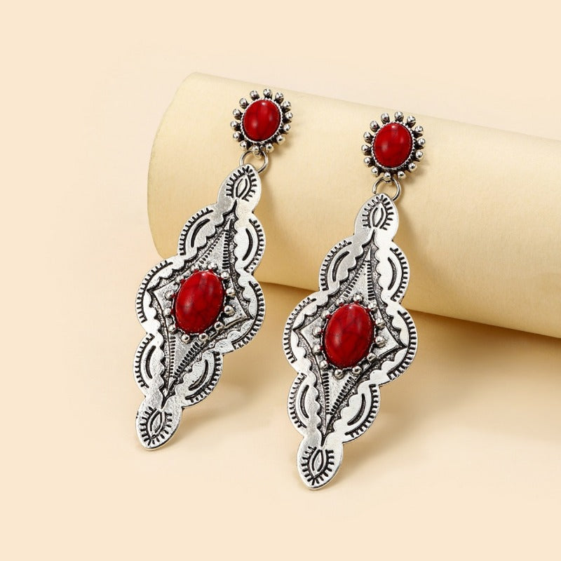 Wholesale Turquoise Long Earrings ACC-ES-JunJie018