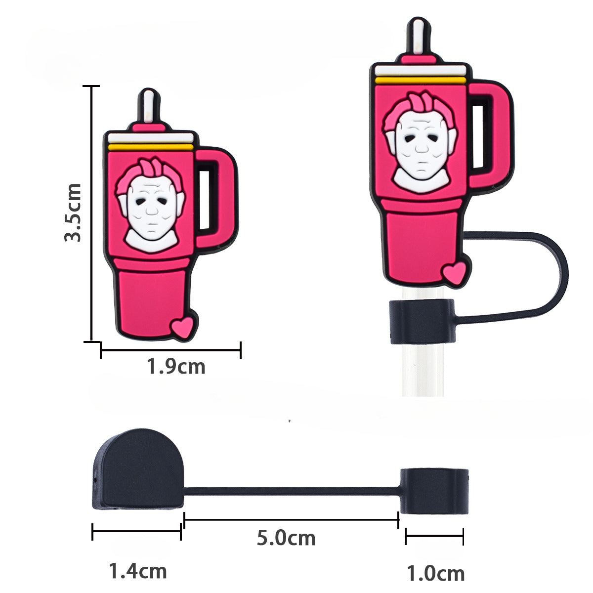 Wholesale Random 100pcs Pink Halloween 10mm PVC Soft Straw Tube Cap ACC-SCR-RYY079