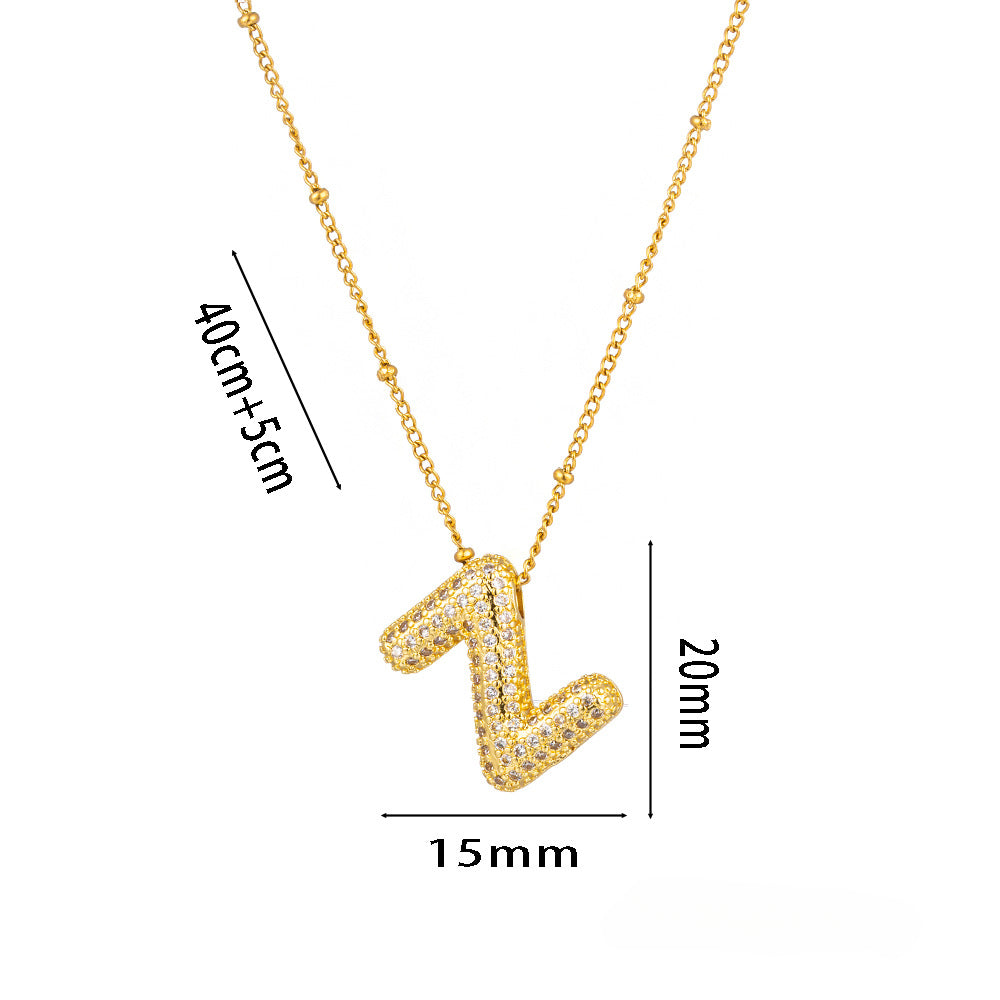 Wholesale Rock Sugar Zircon English Letter Necklace Titanium Steel Necklace ACC-NE-NaBao001