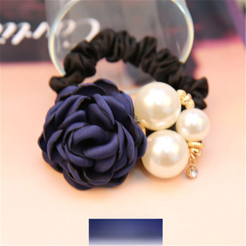 Wholesale Pearl Rose Flower Hair Accessories Camellia Hair Rope Hair Scrunchies ACC-HS-CMi002