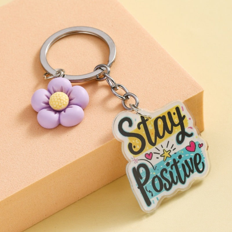Wholesale Acrylic Inspirational Slogan Flower Keychain ACC-KC-RongR088