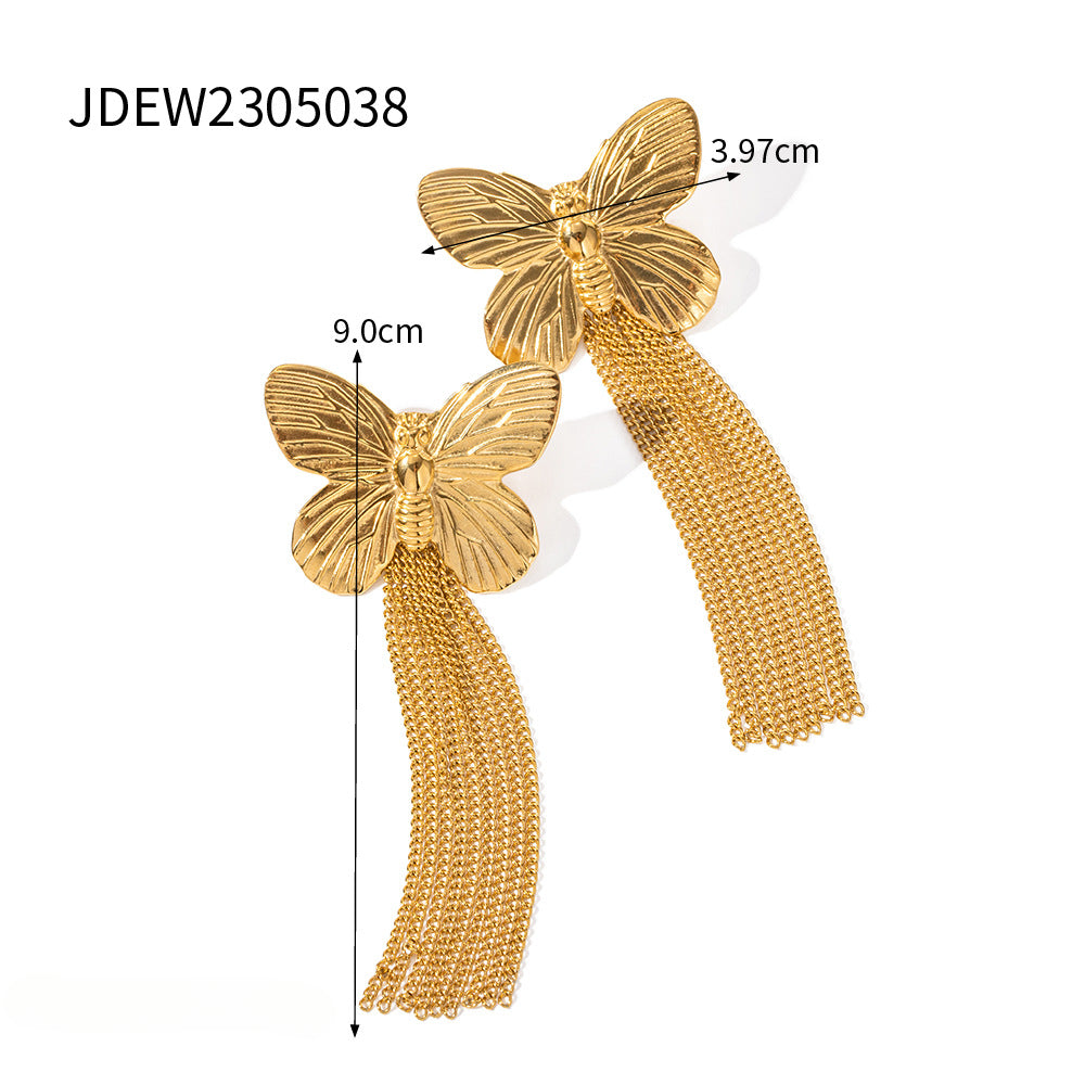 Wholesale Vintage Gold Sand Butterfly Bracelet Ring Necklace Set ACC-ES-WanXing002