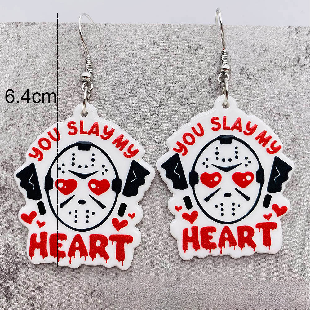 Wholesale Halloween Skull Horror Movie Acrylic Earrings ACC-ES-ChenY035