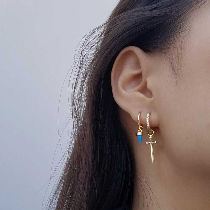 Wholesale S925 Sterling Silver Dagger Earrings Earrings with Diamonds Blingbling Earrings ACC-ES-KaNaier006